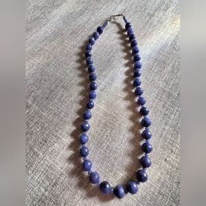 Elegant Vintsge Deep Blue Beaded Necklace.  Possible Glass Beads.